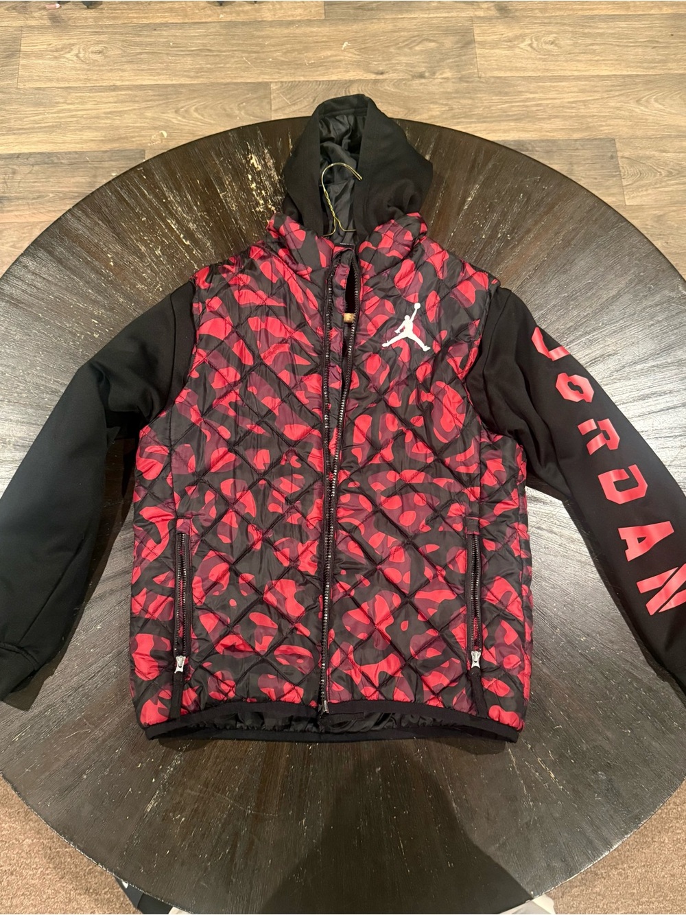 Jordan Red & Black Quilted Hooded Puffer Jacket for Kids